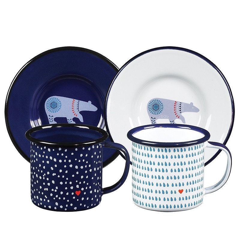 〔SUSS〕英國進口Floklore  琺瑯咖啡杯/對杯盤組 Espresso cup set (一組兩入) -現貨免運 - Mugs - Enamel Blue