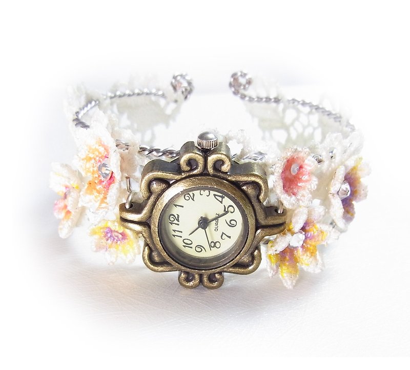 WS09-01 flowers bracelet watch - นาฬิกาผู้หญิง - ผ้าไหม 