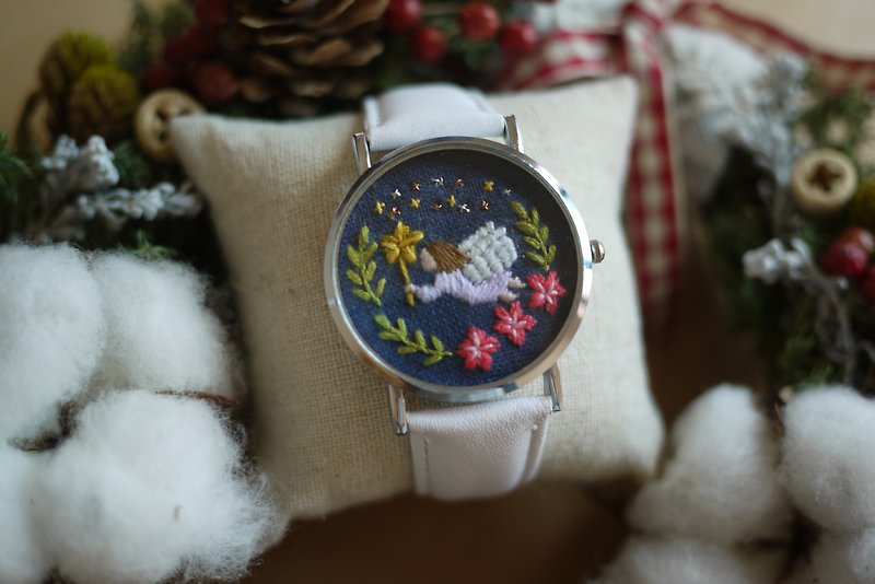 Magical Fairy Tale Series - Angel Garland Embroidered Leather Watch/Accessories - Women's Watches - Thread Blue