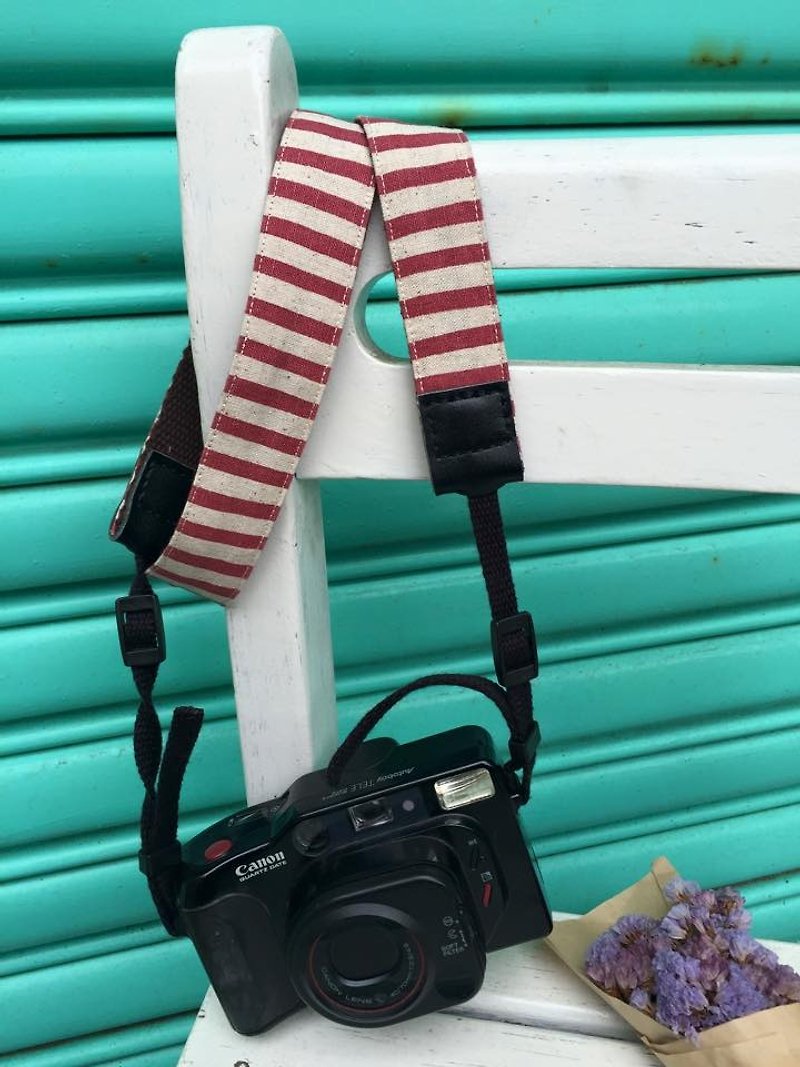 ﹝ Clare ﹞ cotton cloth hand-made wind powder pink line camera strap - ID & Badge Holders - Other Materials Pink