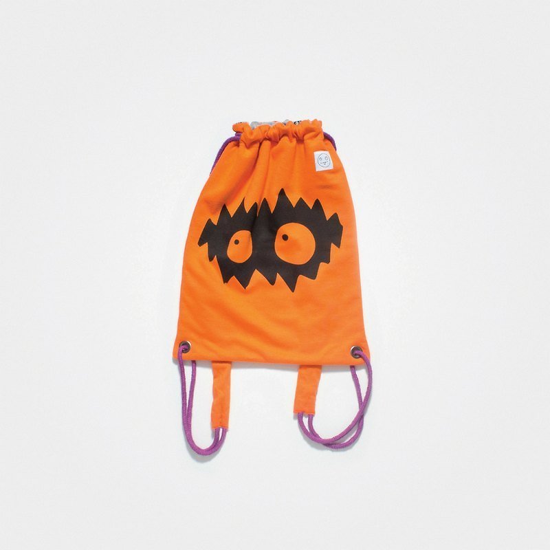 indikidual orange fur ball big black eye cloth backpack - Bibs - Cotton & Hemp Orange