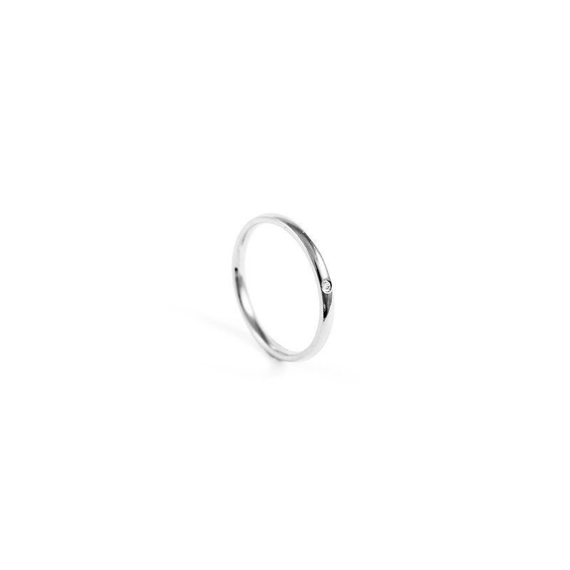 Bibi Fun Selection Series-Small Diamond Ring/ Silver-Stainless Steel Ring End Ring - แหวนทั่วไป - สแตนเลส 