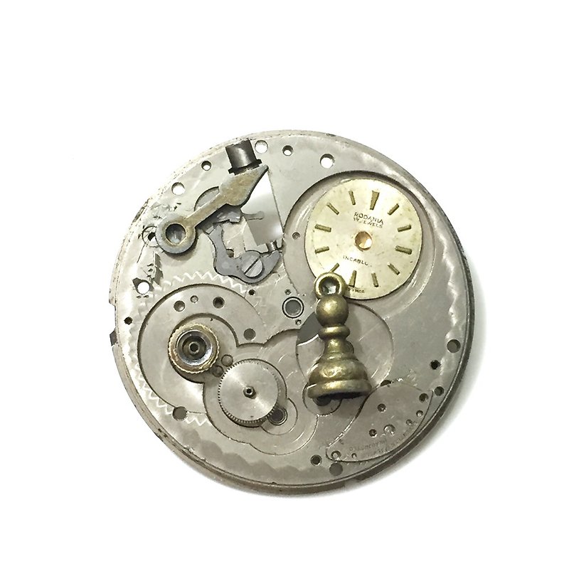 Steampunk steampunk style movement pocket watch chess pin - Brooches - Other Metals Gray