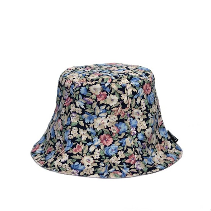 沁涼夏日復古碎花雙面六片盆帽 - 帽子 - 其他材質 灰色