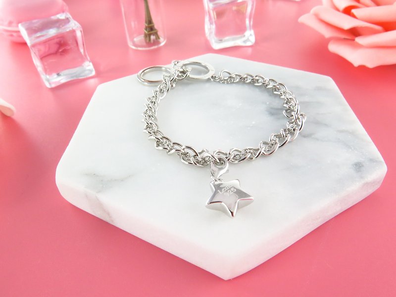 SALE Simply Silver Bracelet with Star charm 925 Silver MN14B - สร้อยข้อมือ - เงินแท้ หลากหลายสี