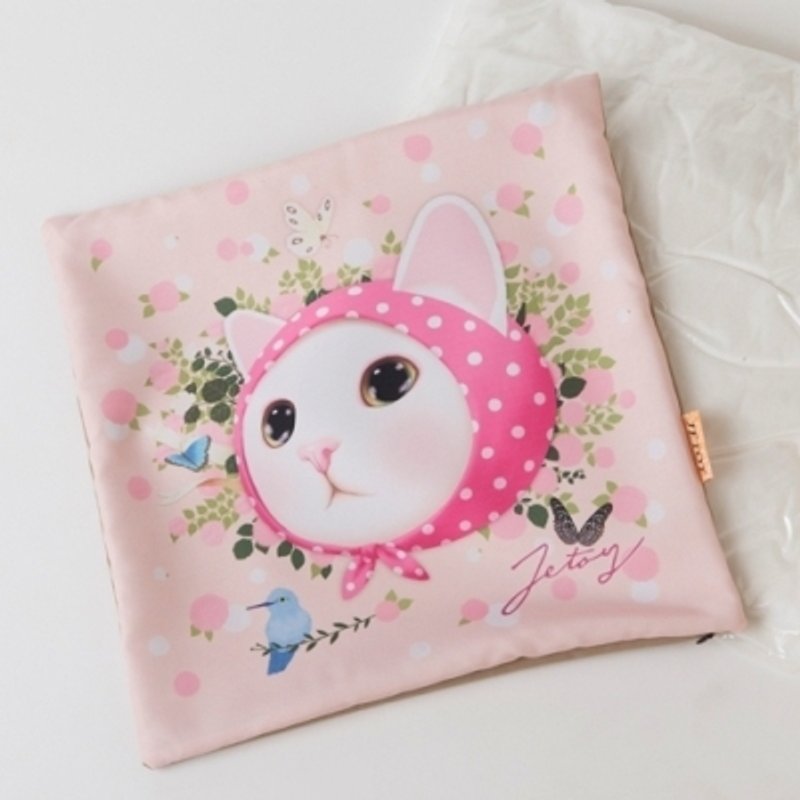 JETOY, Choo choo sweet cat pillowcases (40X40) _Pink hood (J1408802) - Pillows & Cushions - Cotton & Hemp Multicolor