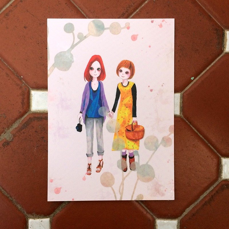 ┇eyesQu┇good friend┇illustration postcard - การ์ด/โปสการ์ด - กระดาษ สึชมพู