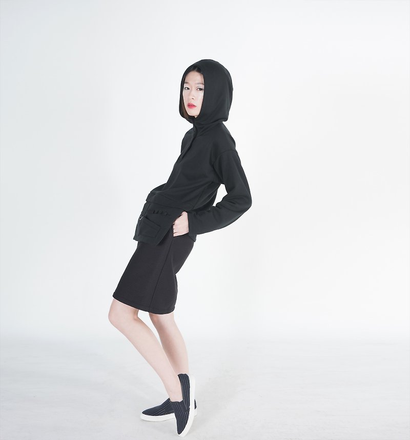 Admete Patched Hoodie Sweatshirt - Women's Tops - Other Materials Black