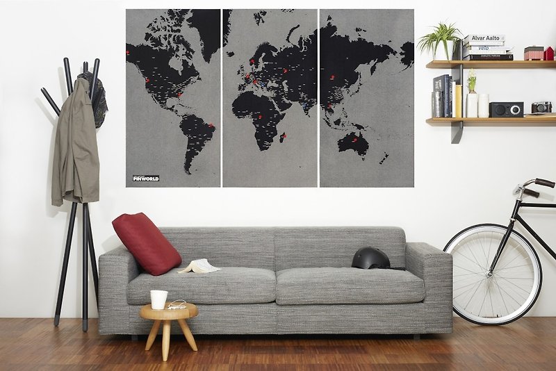 パロマー│世界地図の特大黒と戦う - ウォールデコ・壁紙 - ウール ブラック
