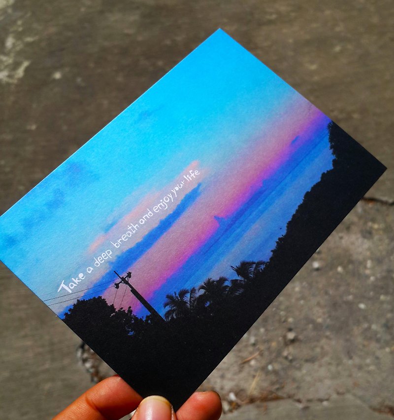 Take a deep breath and enjoy your life (mountain view) postcard - การ์ด/โปสการ์ด - กระดาษ 