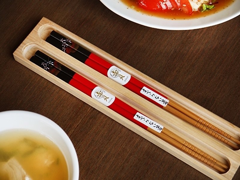 [Roche] Chamaecyparis double chopsticks box set - Chopsticks - Wood Orange