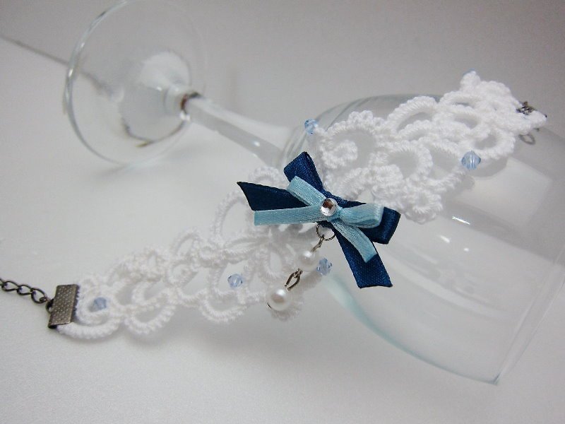 Famous handmade lace temperament. Bracelet (spot) - สร้อยข้อมือ - อะคริลิค สีน้ำเงิน