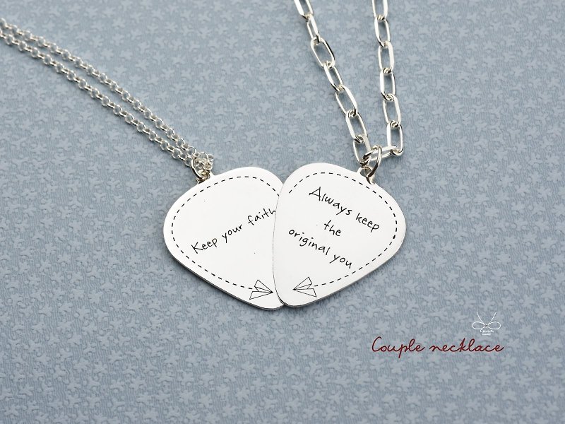 【Customize】Guitar Pick Series (925  silver necklace, engravable, custom-made) - - สร้อยคอ - เงินแท้ สีเงิน