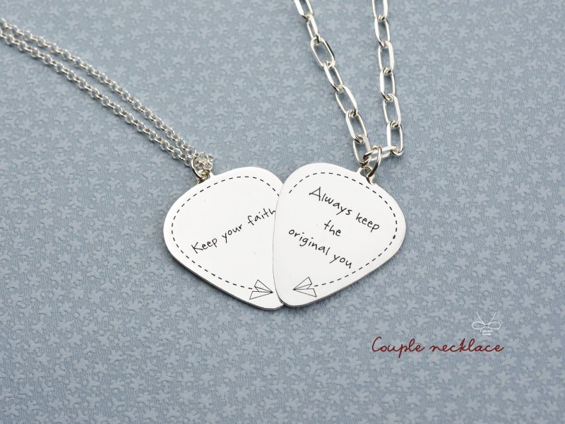 【Customize】Guitar Pick Series (925  silver necklace, engravable, custom-made) - - Necklaces - Sterling Silver Silver