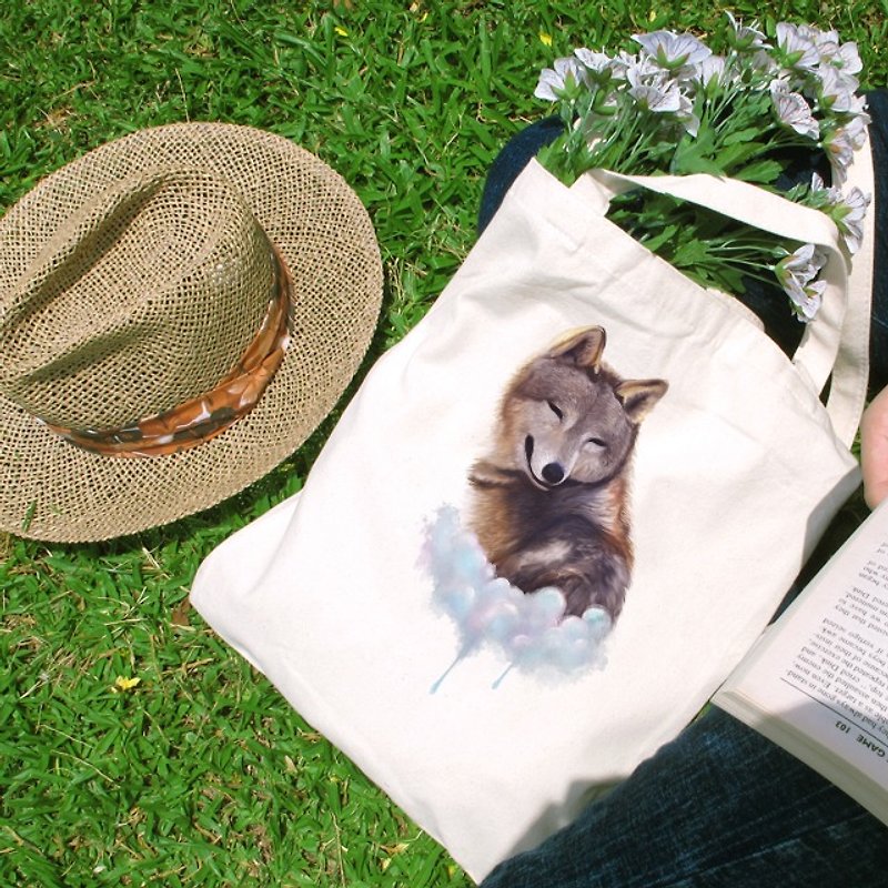 Cloud Wolf fantasy wind straight canvas bag - Clutch Bags - Cotton & Hemp 
