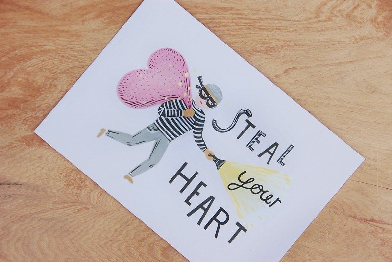 Steal your heart - illustration postcard / card - Cards & Postcards - Paper 