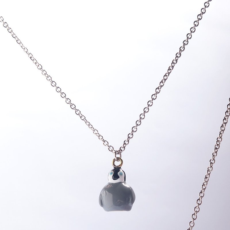 Penguin Necklace, Penguin Pendant, Emperor Penguin Cubs - Necklaces - Other Metals Gray