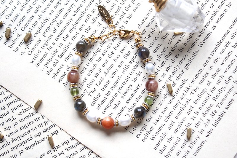 [A] Emerald.3 emerald fruit / Feast series - Sun pearl stretch bracelet design - Bracelets - Other Materials Orange