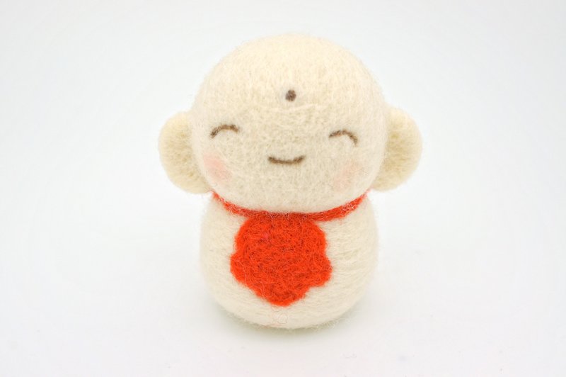 Wool felt doll - Japanese small Jizo - ตุ๊กตา - ขนแกะ ขาว