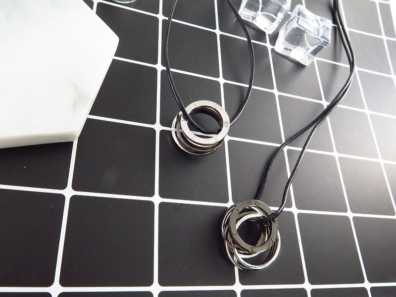 Annularity Pendant 925 Silver Black/Silver/ Rose Gold plated MI2P - Necklaces - Other Metals Multicolor
