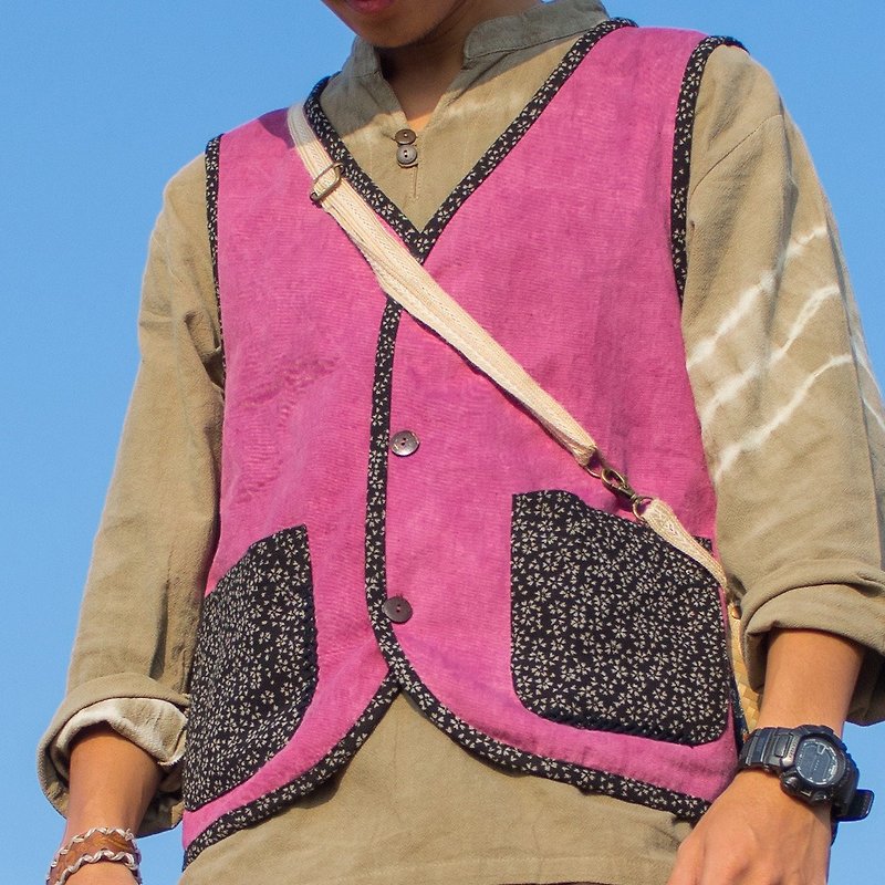 EARTH.er  │ ●  "Pinky" Natural Dyed Vest│ - Women's Vests - Cotton & Hemp Pink