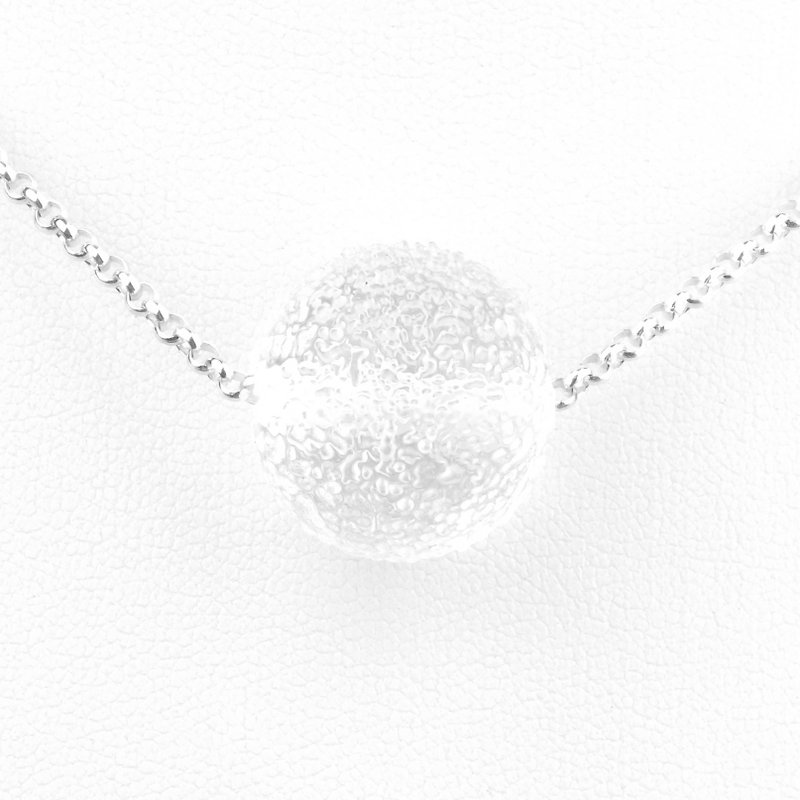 Ice Ball Handmade Lampwork Glass Sterling Silver Necklace - สร้อยคอ - แก้ว ขาว