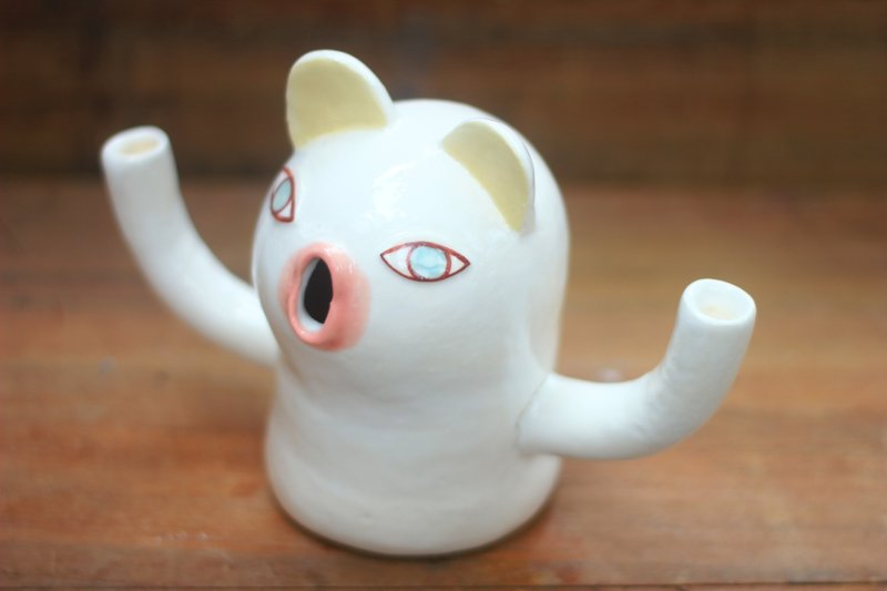 白色大雄陶瓷小花瓶 / 裝飾品 / 生日禮物 - 盆栽/植栽 - 黏土 白色