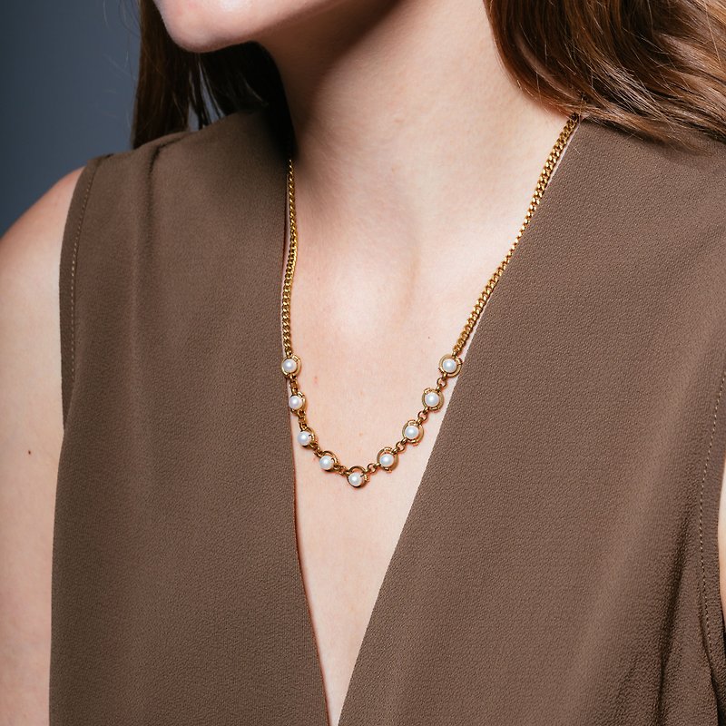 ::collection memories:: freshwater pearl Bronze necklace memory - Necklaces - Pearl Gold
