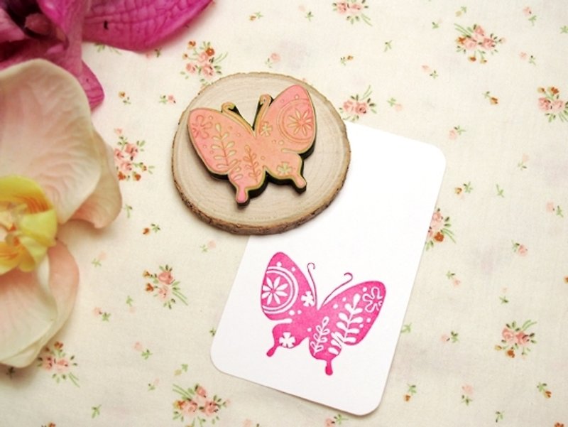 Apu Handmade Stamp Beautifully Decorated Spring Butterfly Stamp - ตราปั๊ม/สแตมป์/หมึก - ยาง 