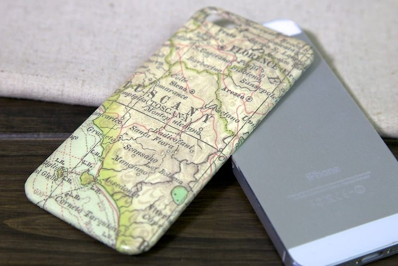iPhone 5 バックパック - フィレンツェの地図 - スマホケース - 防水素材 グリーン
