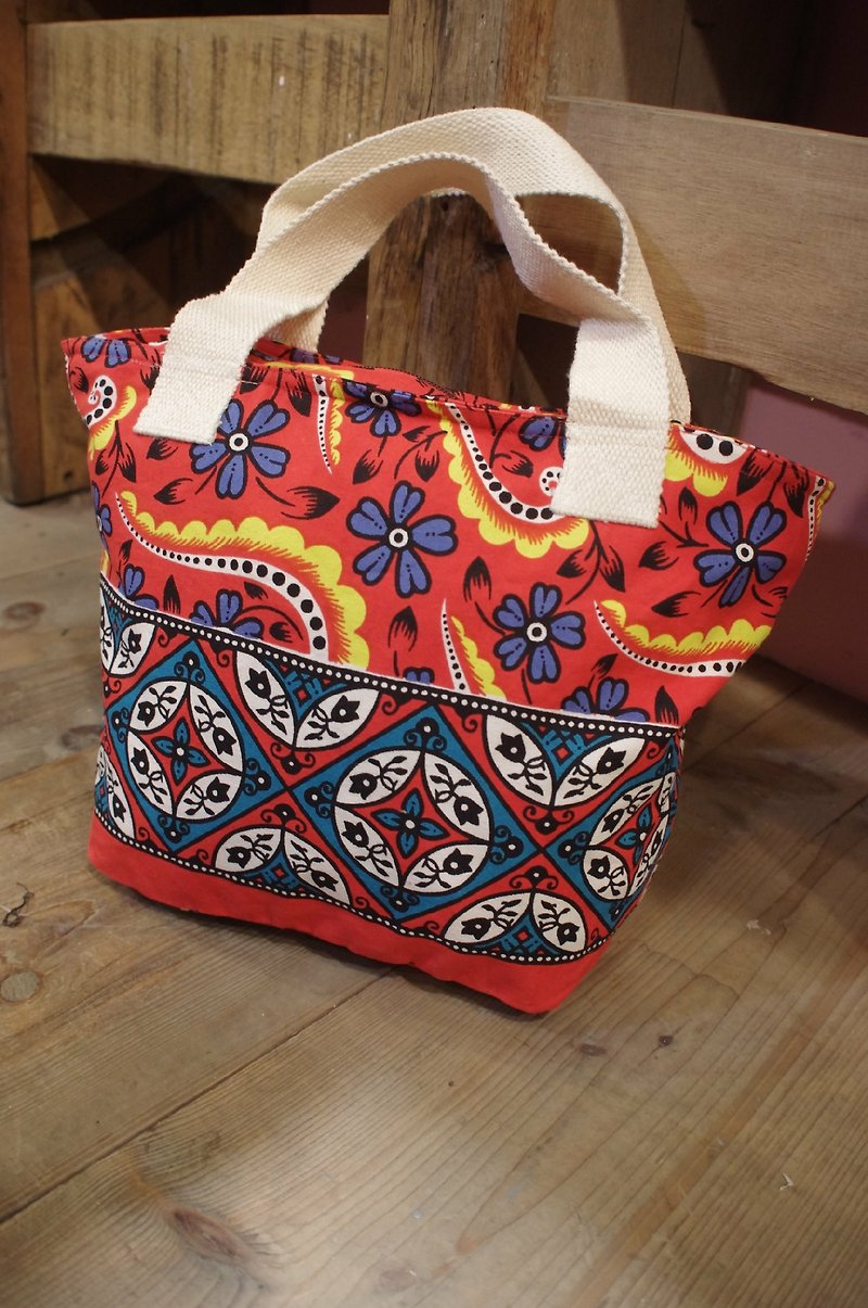 ★saibaba ethnique //幾何✿花圖案小手提袋★ - Handbags & Totes - Cotton & Hemp Multicolor