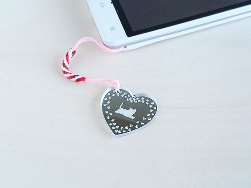 Paws Footprints Heart Strap Cat-chan Silhouette Gift wrapping Christmas Gift - Other - Other Materials Gray