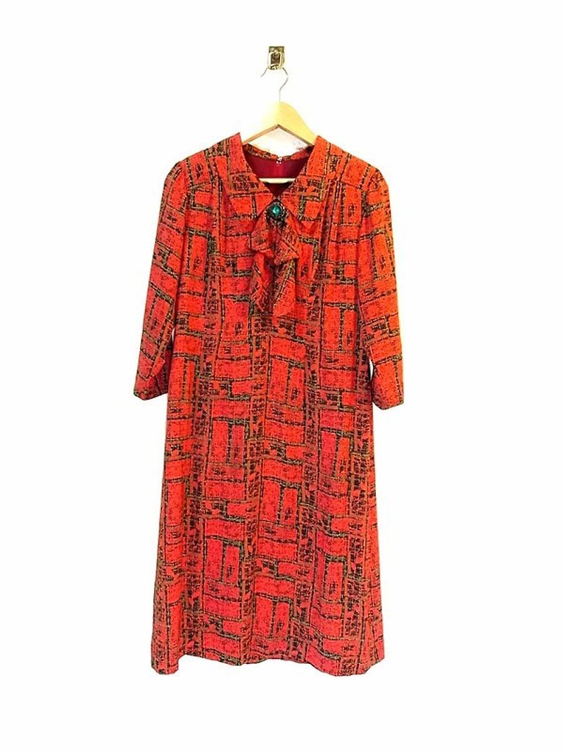 Red and green grid tie vintage dress PdB - One Piece Dresses - Other Materials Red