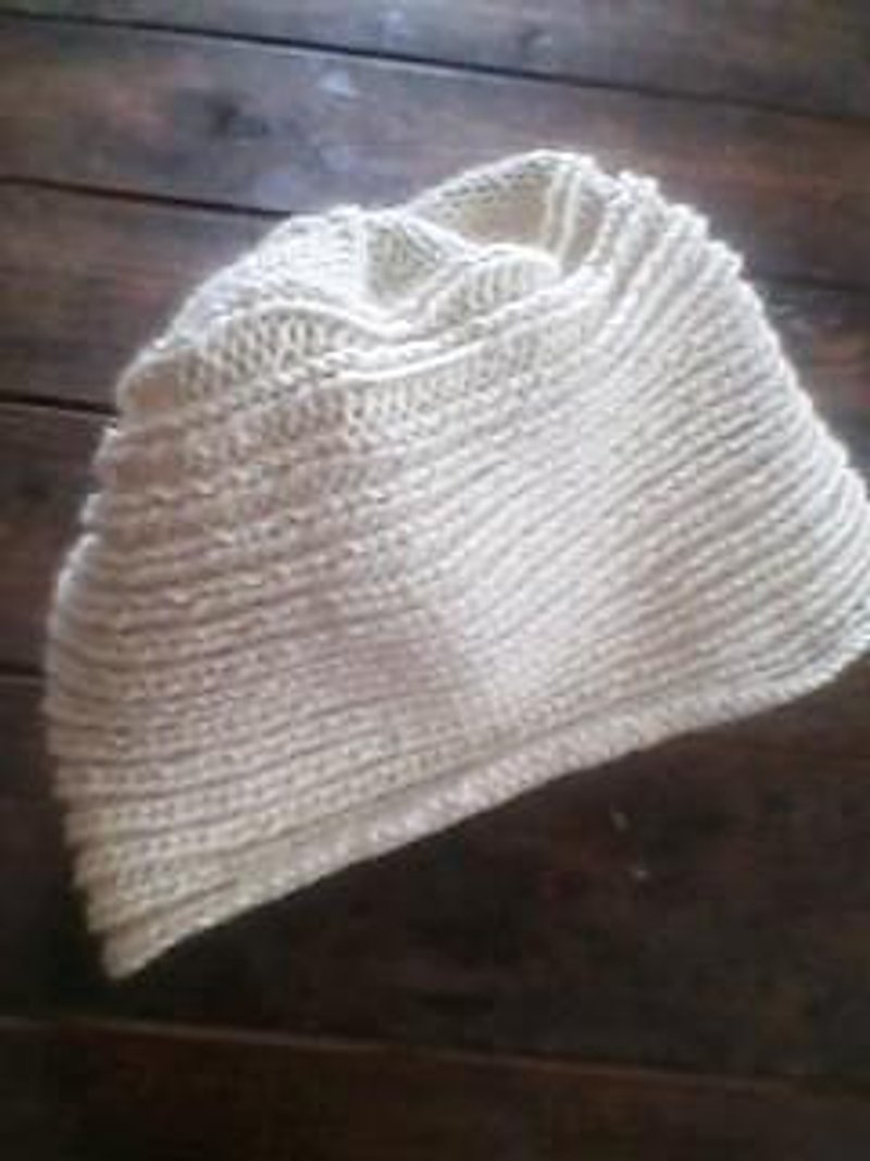 手紡ぎニット帽子（パオ風） - 帽子 - 其他材質 白色