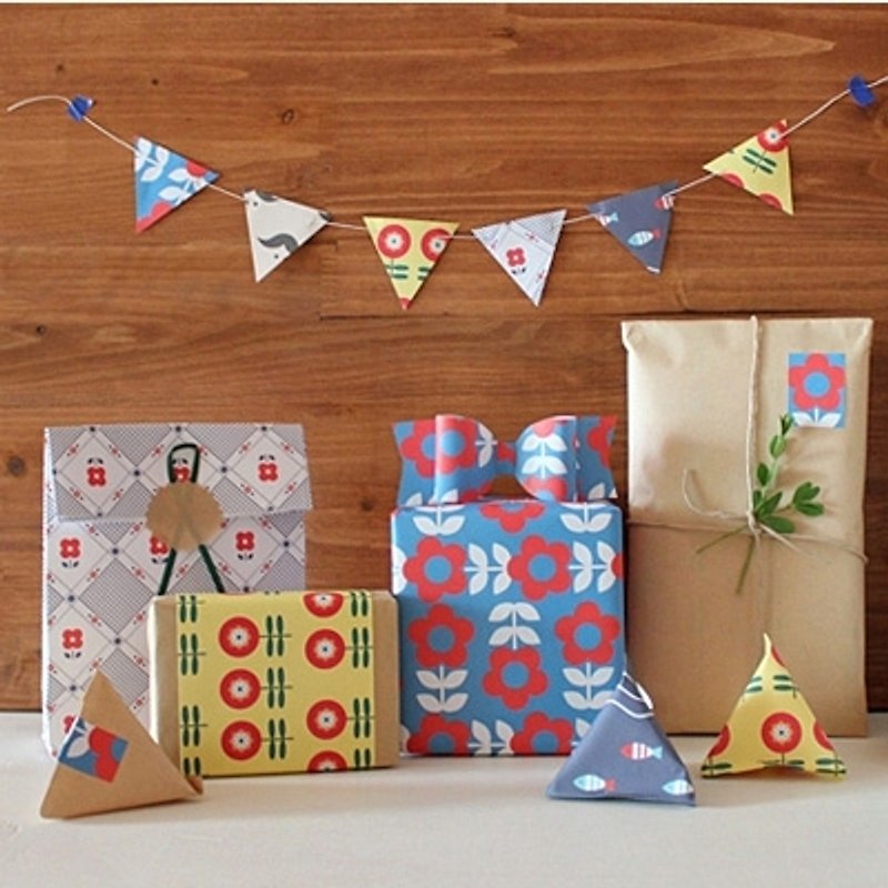 Dessin x Gentle Wave- Nordic Gardens gift wrapping (8 in) - Nordic, GTW-DP001 - Wood, Bamboo & Paper - Paper Multicolor