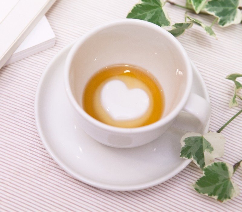 【新年禮物】心心相印 咖啡杯盤組 白色  禮物 - 咖啡杯/馬克杯 - 瓷 白色