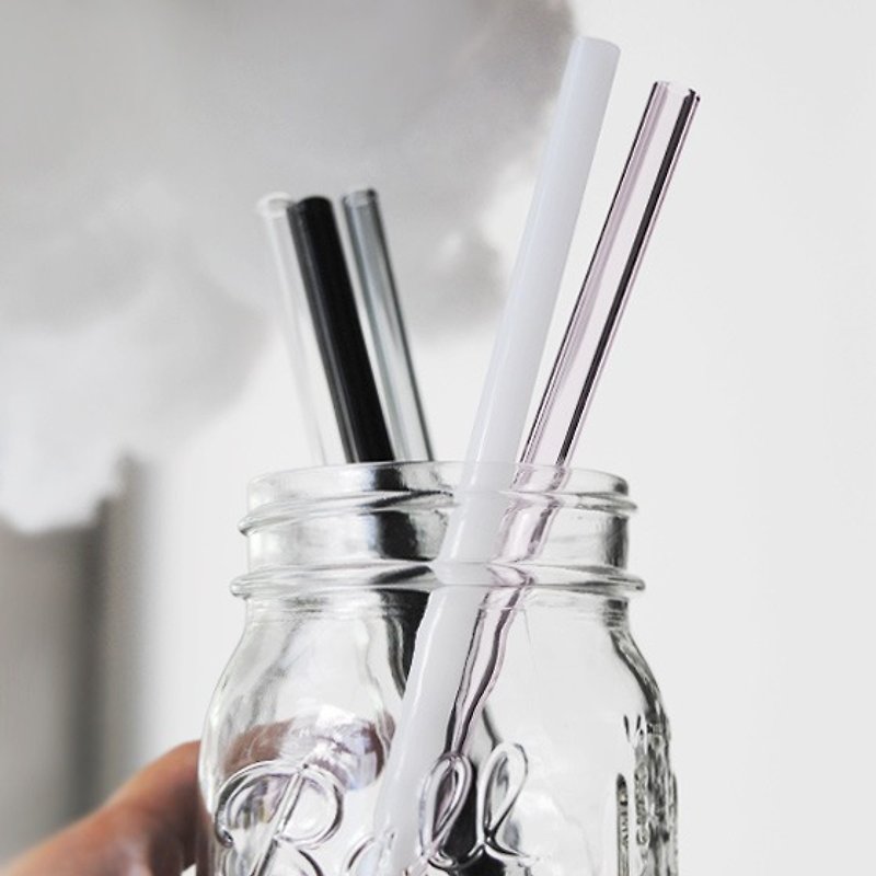 [20cm] MSA green small objects (diameter 0.8cm) Paris Elegant Series - Color resistant glass pipette reuse Love the Earth (Bonus Cleaning Easy cleaning brush bar) non-toxic and environmentally friendly - Reusable Straws - Glass White