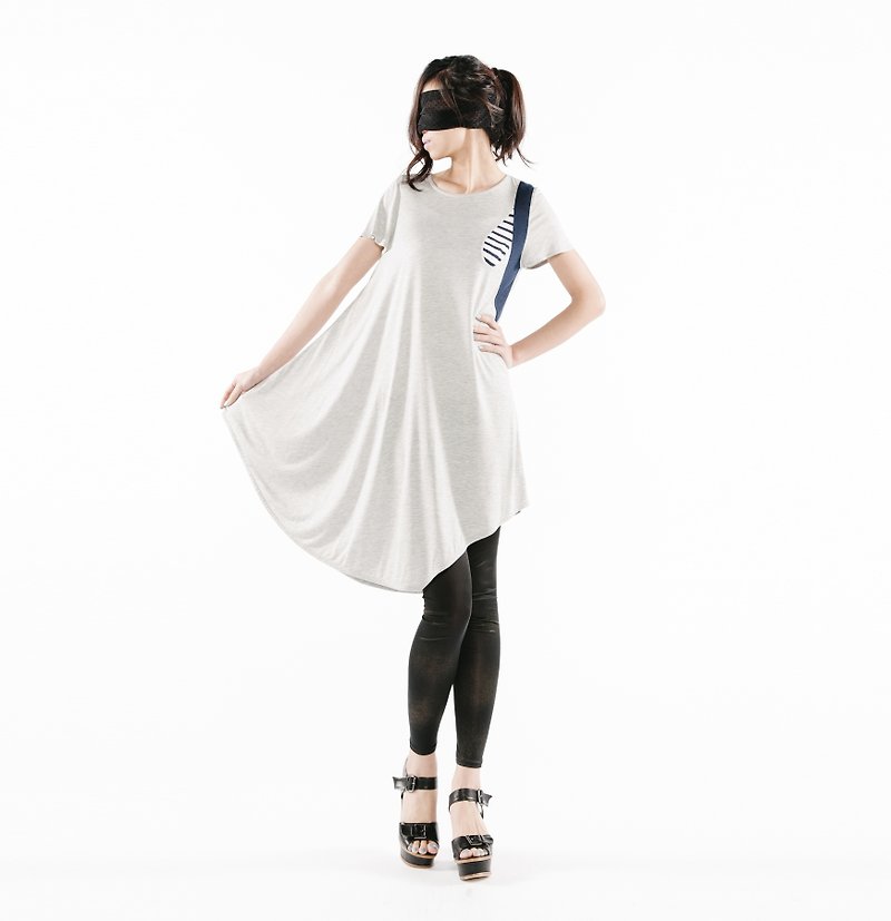 [Top/Dress] Water drop stitching long top/dress <Black/Gray x2 colors> - One Piece Dresses - Other Materials Gray