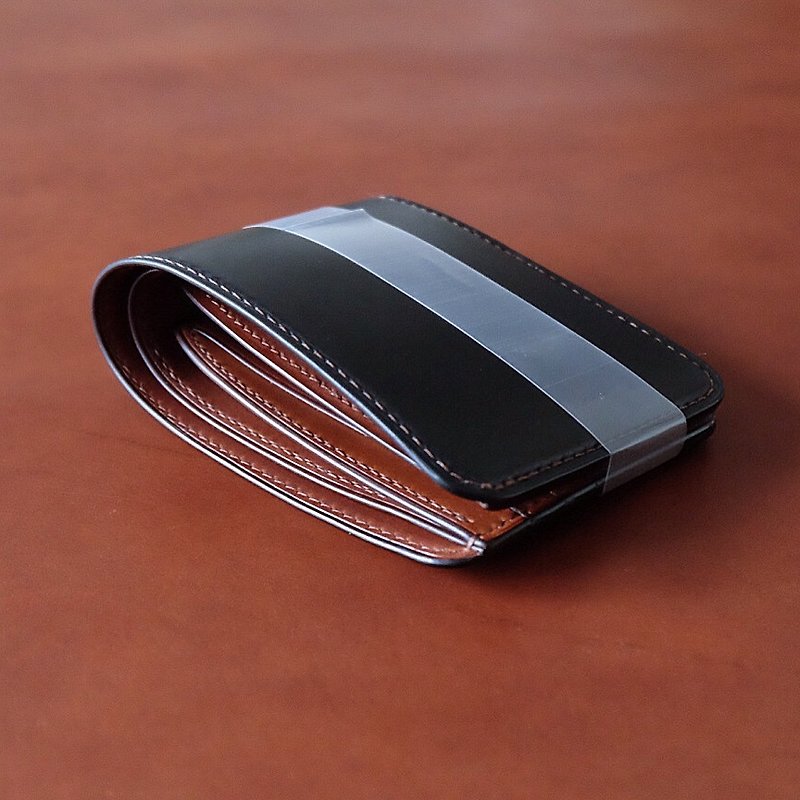 Mildy Hands-SW01-Short Clip (Japanese Oil Cordovan Cordovan) Black / Brown - Wallets - Genuine Leather Black