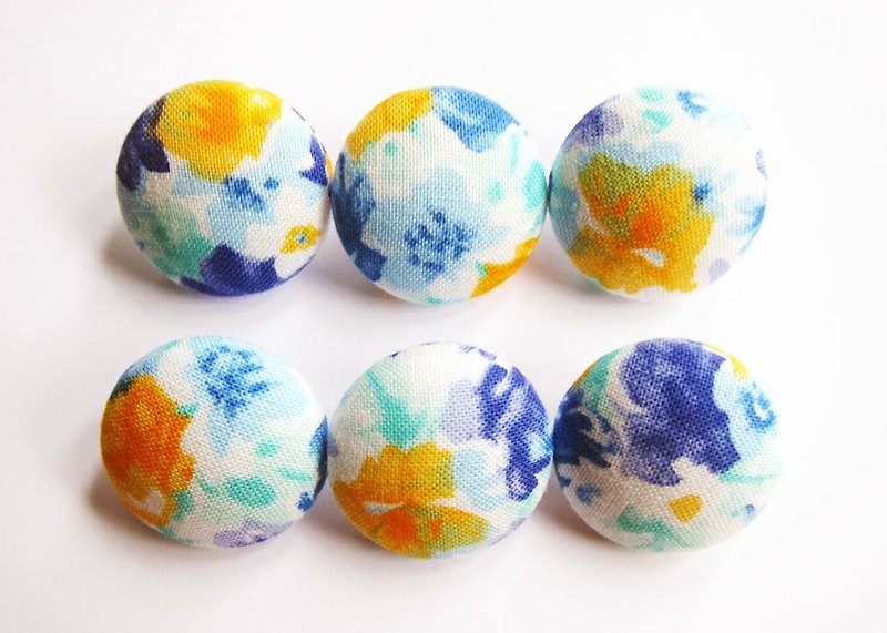 Cloth button button knitting sewing handmade material ink flower DIY material - Knitting, Embroidery, Felted Wool & Sewing - Paper Blue