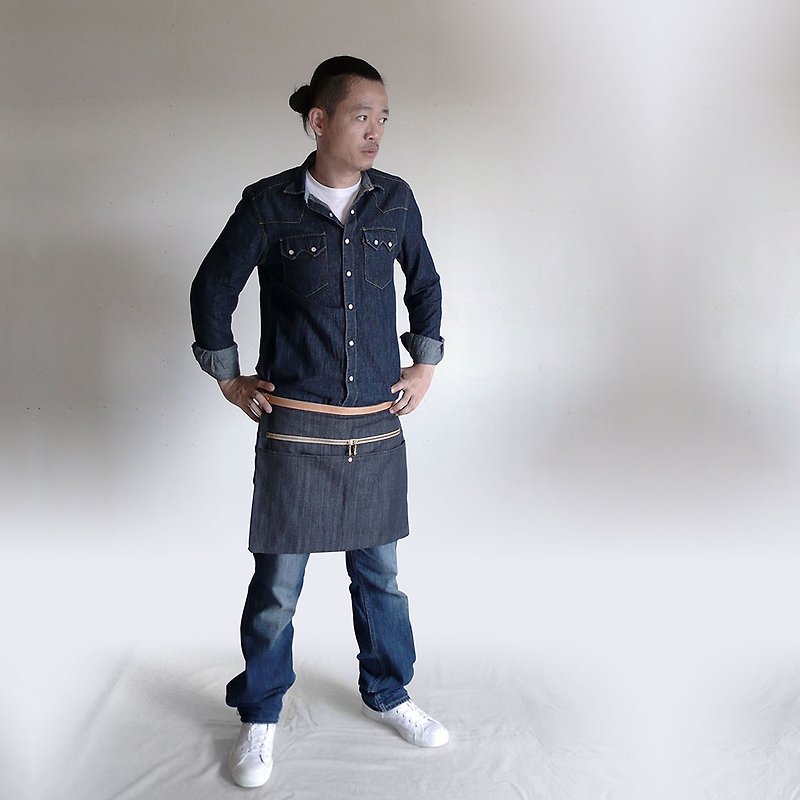 Staff half apron / work apron / denim apron - Aprons - Other Materials Blue
