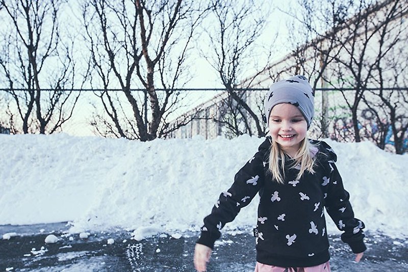 [Nordic children's clothing] Icelandic organic cotton lining cotton top 6M to 8 years old black - เสื้อยืด - ผ้าฝ้าย/ผ้าลินิน 
