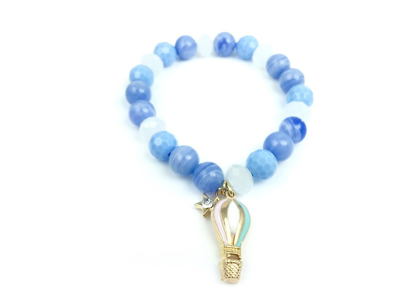 "Light blue jade x Macaron hot-air balloon." - Bracelets - Other Materials Blue