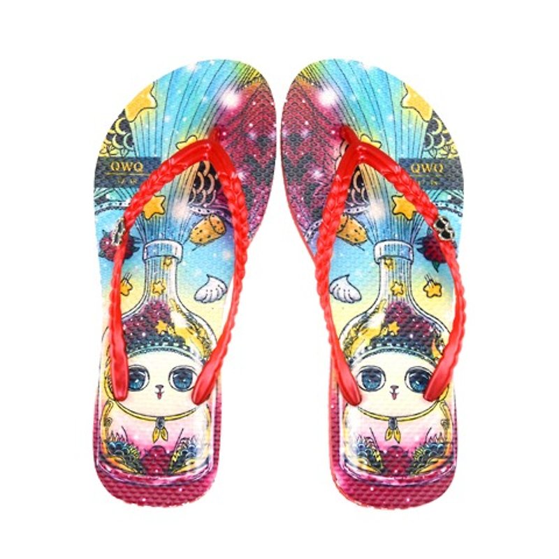 QWQ Creative Design Flip-flops - Cat In A Bottle - Red [ST0411501] - Women's Casual Shoes - Waterproof Material Red