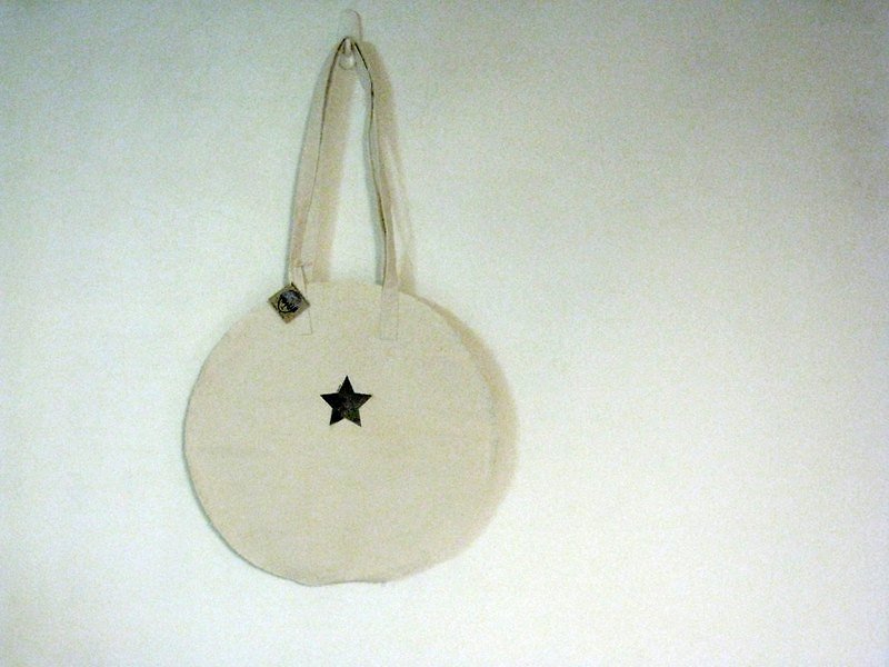 MaryWil圓形小文青環保袋-個性不收邊星星款 - その他 - その他の素材 ホワイト