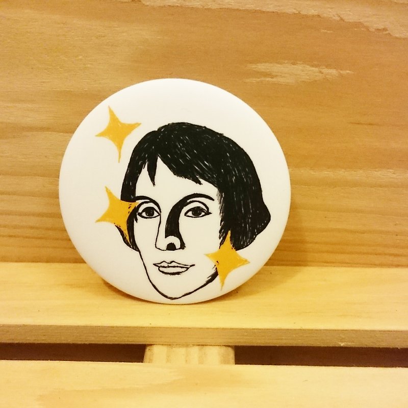 [Mr. Shakespeare when he was young] Hand-painted badge - Brooches - Plastic White