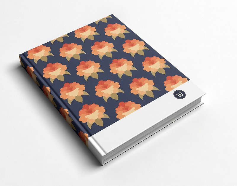 Orange flower handmade book/notebook/handbook/diary-Rococo strawberry WELKIN - สมุดบันทึก/สมุดปฏิทิน - กระดาษ สีดำ