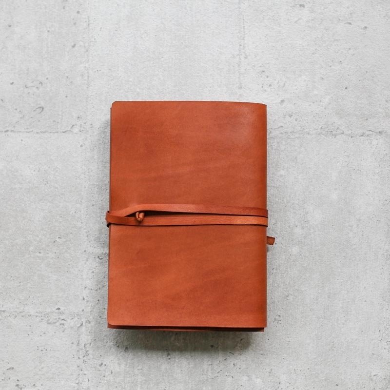 Caramel brown handmade refillable leather journal notebook/ Book Cover A5 - Notebooks & Journals - Genuine Leather Orange