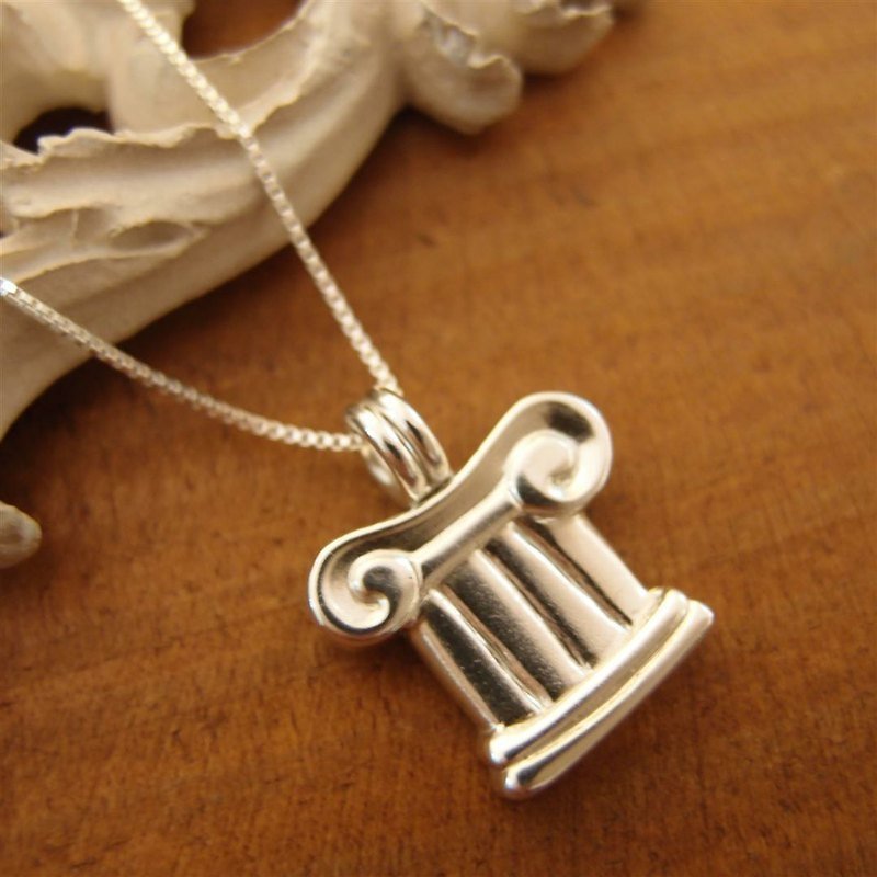 Greek temple Column Silver Necklace - Necklaces - Other Metals 