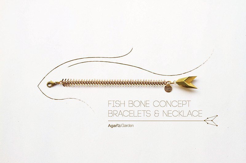 <Pisces{ ♓ 我的透明魚/ 魚骨手鍊&項鍊 兩用設計/ Fish spine chain design ♓ - 手鍊/手環 - 其他金屬 